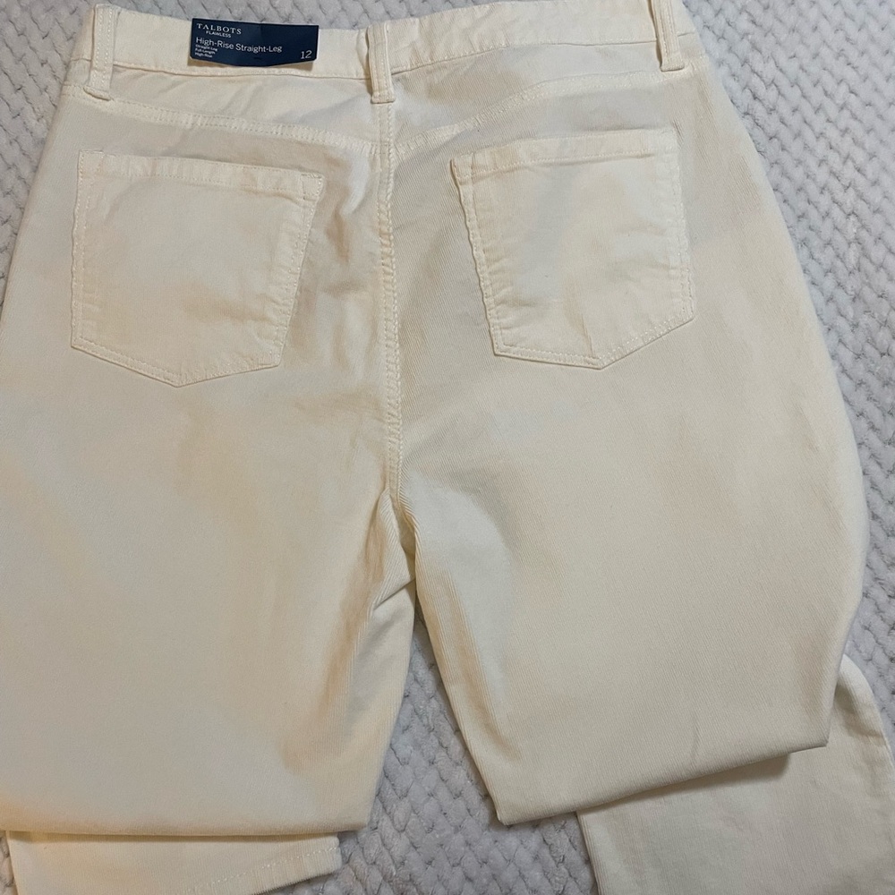 Talbots Women's Straight Leg Cream corduroy jeans - Picture 4 of 6